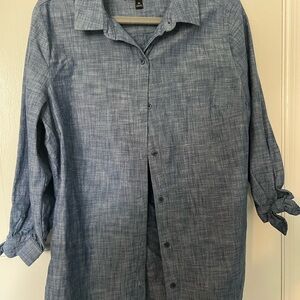 BR Chambray Classic Fit Button Down with Tie Sleeves